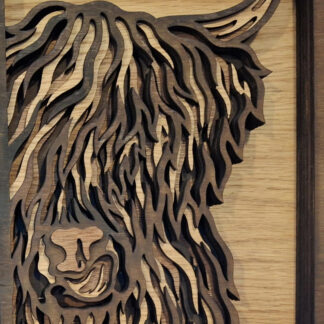 Cow wooden relief