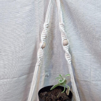 Macramé Plant Hanger with Wooden Base